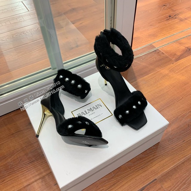 balmain2022專櫃新款高跟毛毛涼鞋 dx3099